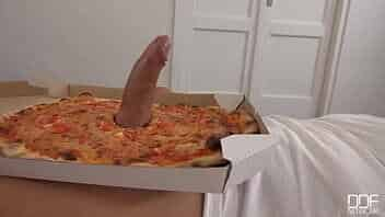 Delicious Pizza Topping - Delivery Girl Wants Cum in Mouth video